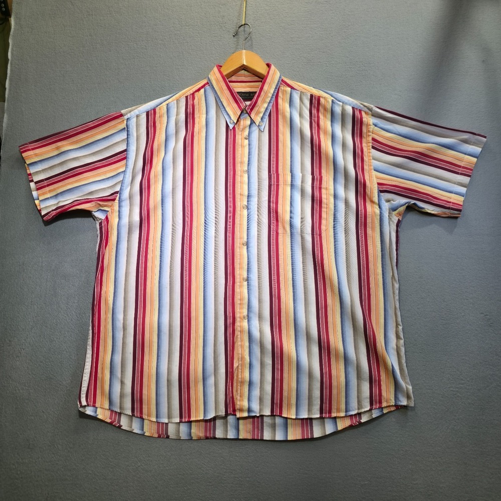 Biscayne‎ Bay Men's Colorful Striped Short Sleeve Button Up Shirt Size 1X